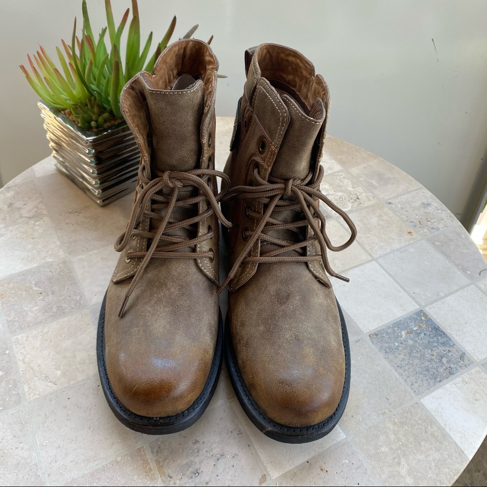 NWOT POLAR FOX BROWN ANKLE COMBAT BOOTS BOOTIES - Picture 2 of 15